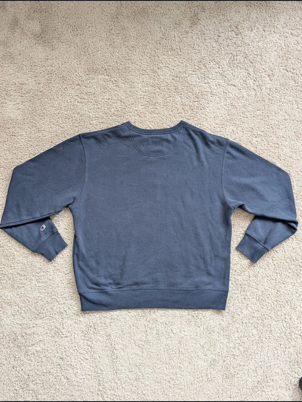 Champion Mens Navy Blue Crewneck Sweatshirt Classic Logo Pullover Size Large